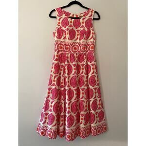 Boden Lizzie Midi Dress Pink White Paisley Sleeveless Cotton Preppy Women size 4